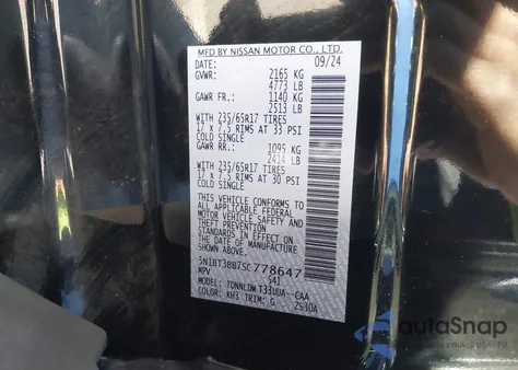 2025 Nissan Rogue Rock Creek from USA, damaged, VIN 5N1BT3BB7SC778647